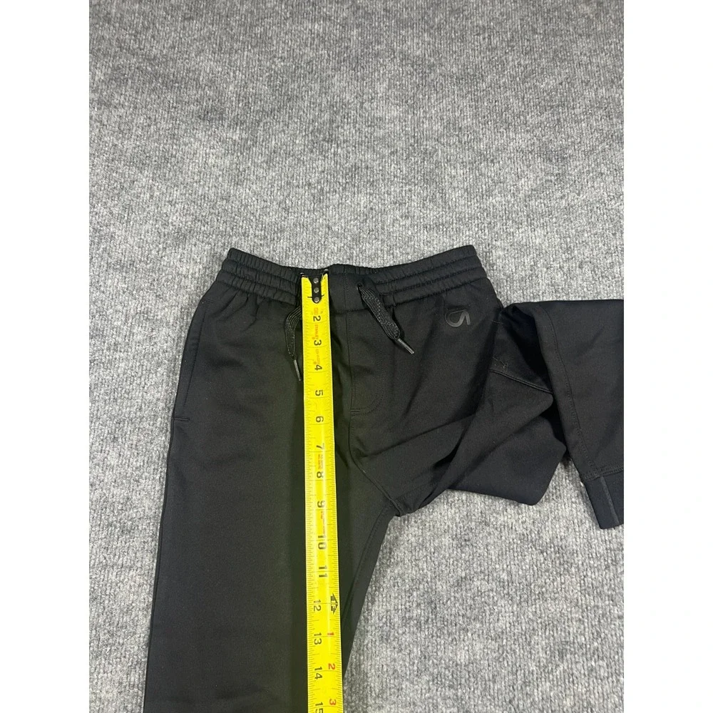 Gap‎ Fit Sweatpants Boys Small Black Tapered Leg Logo Drawstring Fleece Lined